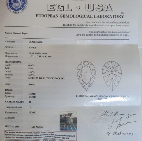 2.40 CT Lose Dimond EGL Certified - Picture 3 of 3